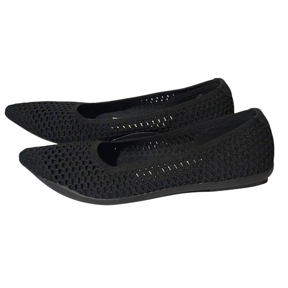 AEROSOLES Womens 7.5M Danielle Knit Walking Comfort Light Slip-On Flats Black